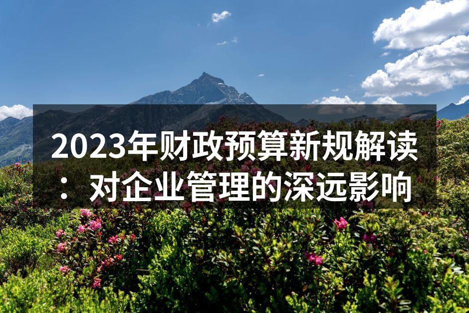 2023年财政预算新规解读：对企业管理的