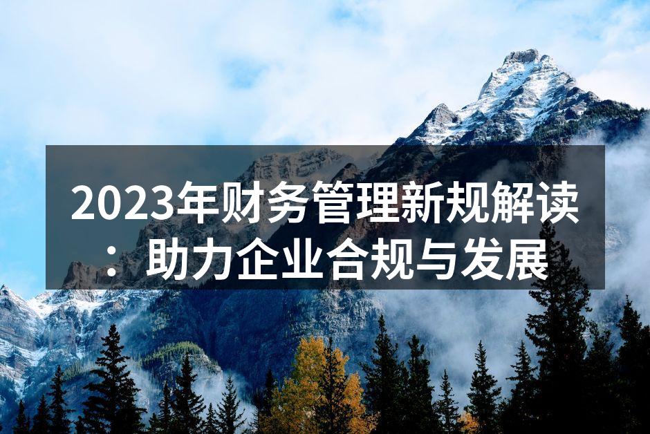 2023年财务管理新规解读：助力企业合规